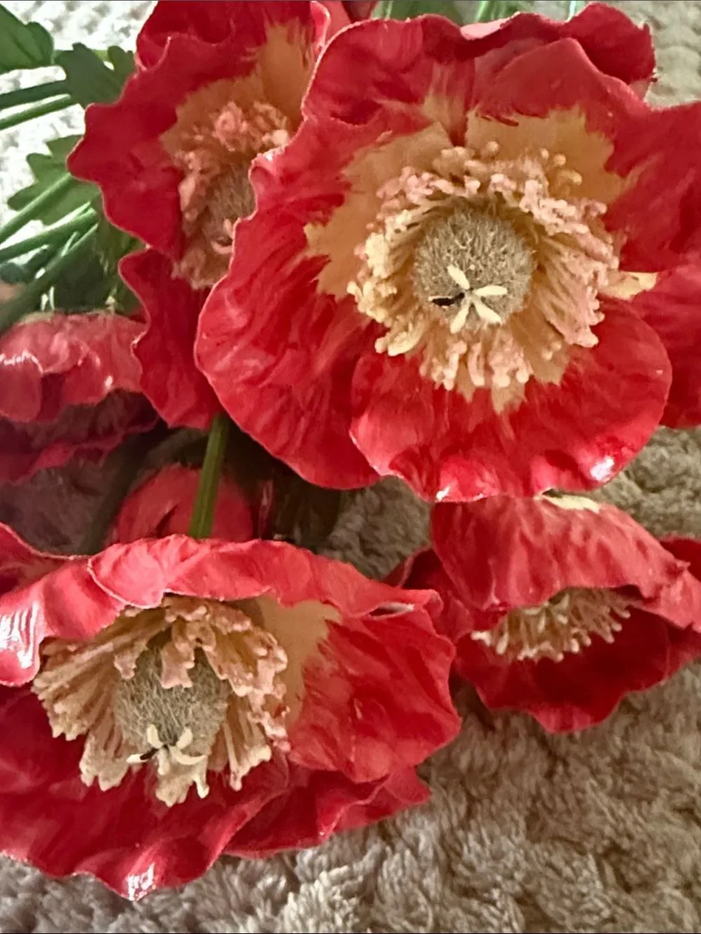 Red Hand Painted Poppy Stem Bouquet!